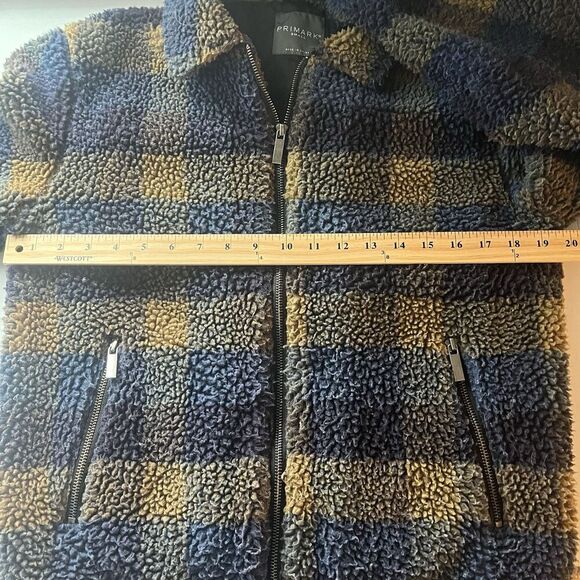 Primark sherpa jacket womens size small brown blue casual zip winter - Picture 9 of 9